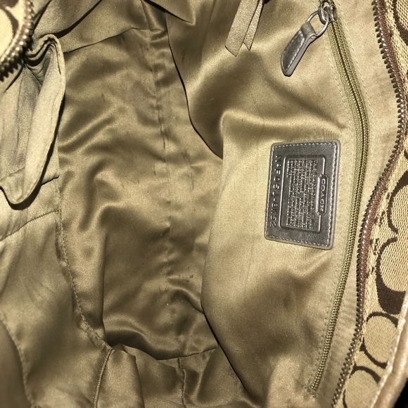 COACH Brown Canvas Tote with Sequins - Picture 4 of 6